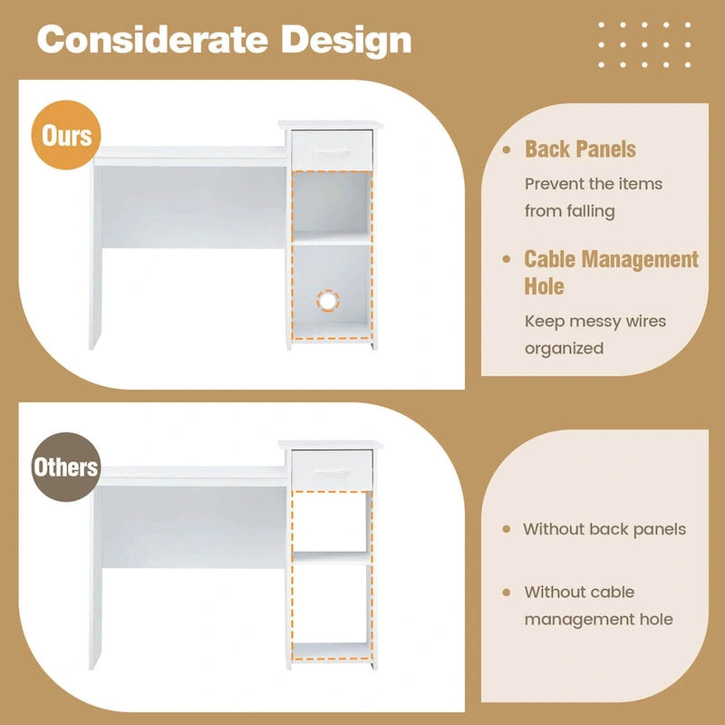 Costway Computer Desk with Drawer Modern Laptop PC Desk with