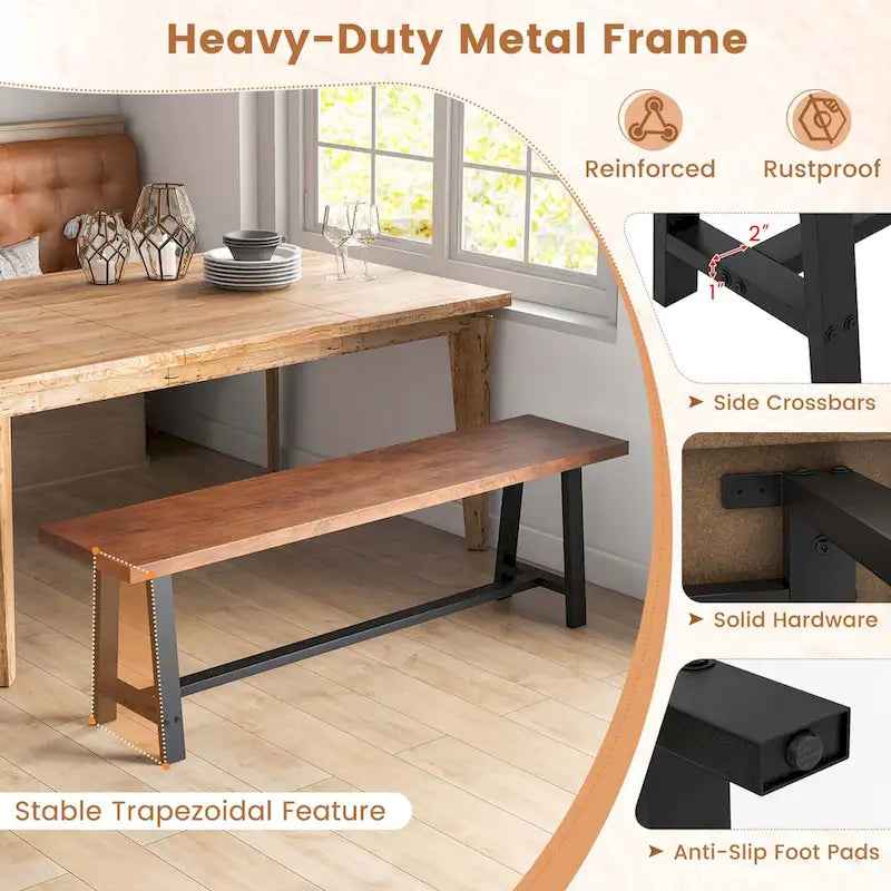 Costway 1/2 PCS 60 Dining Bench 3 Person Entryway Shoe Bench with