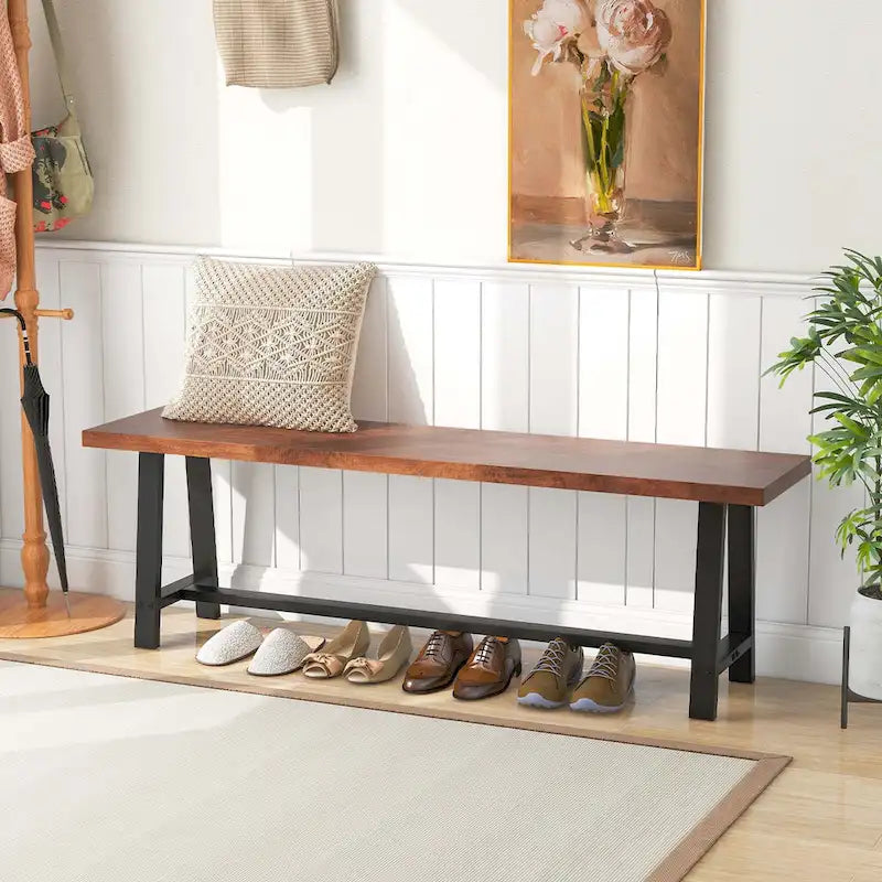 Costway 1/2 PCS 60 Dining Bench 3 Person Entryway Shoe Bench with