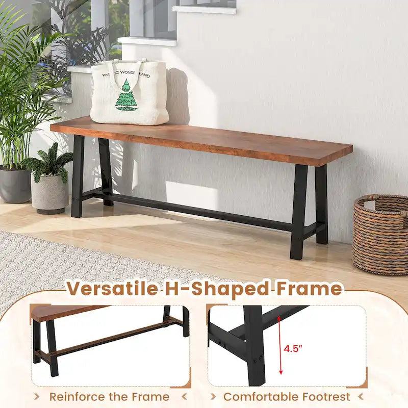 Costway 1/2 PCS 60 Dining Bench 3 Person Entryway Shoe Bench with