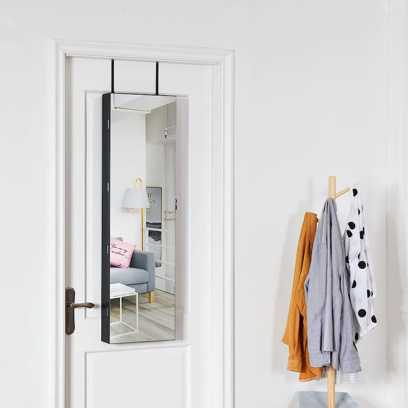 Costway Mirrored Wall & Door Mounted Jewelry Cabinet Storage Organizer - See Details