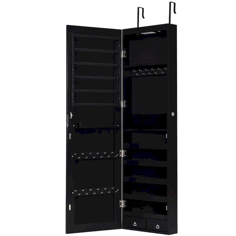 Costway Mirrored Wall & Door Mounted Jewelry Cabinet Storage Organizer - See Details
