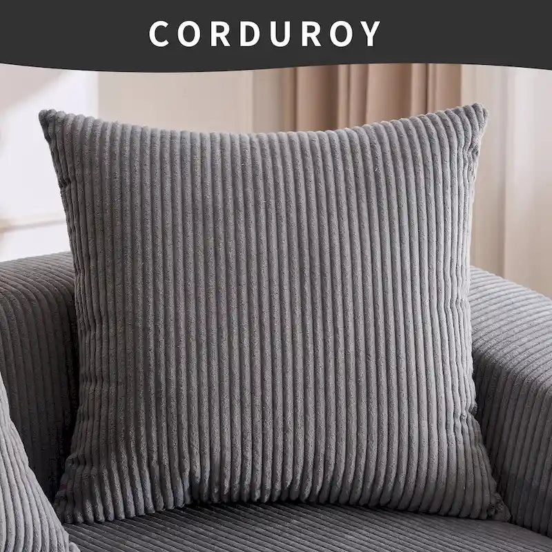 101.6 Corduroy L-Shaped Sectional Sofa with Chaise Lounge and 4 Pillows