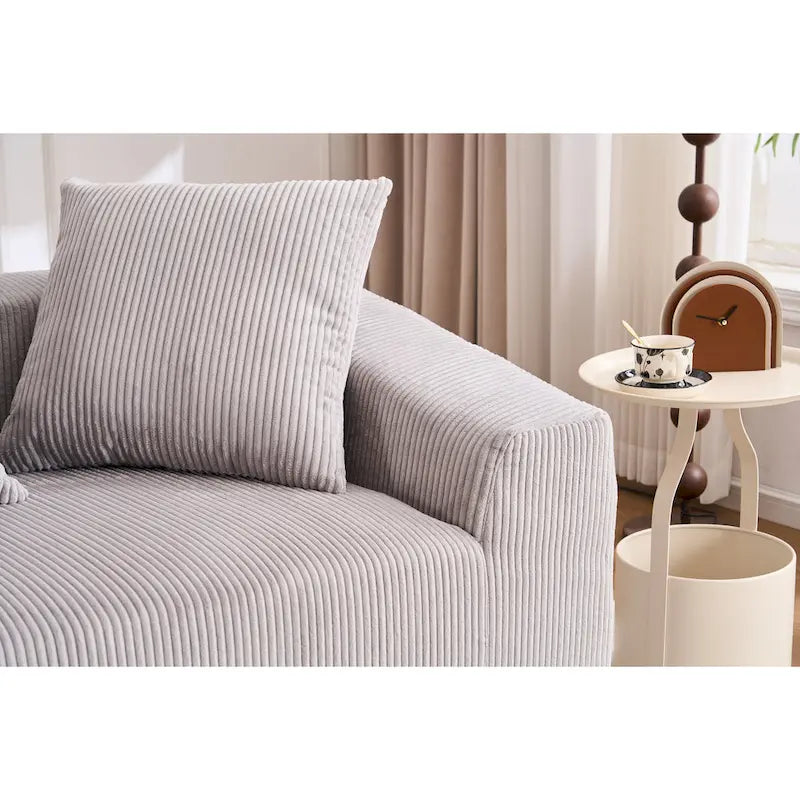 101.6 Corduroy L-Shaped Sectional Sofa with Chaise Lounge and 4 Pillows