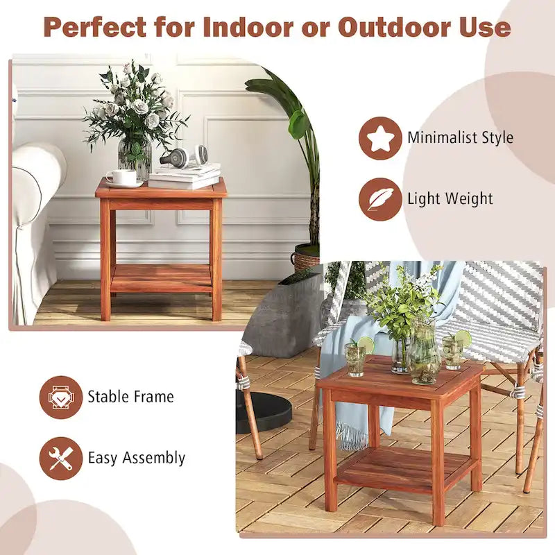 Gymax 2 Pieces Adirondack Outdoor Side Table Patio 2-Tier Square End