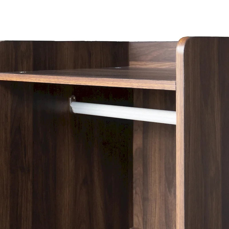 Open Wardrobe Armoire Closet, Armoire Wardrobe with 2 Hanging Rails and 3 Drawers, Wooden Wardrobe Storage Closets