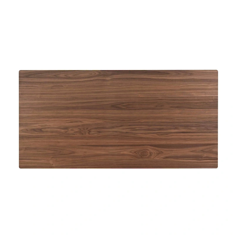 Thoi Dining Table, 71 Inch, Retro Angled Legs, Brown Solid Rubberwood