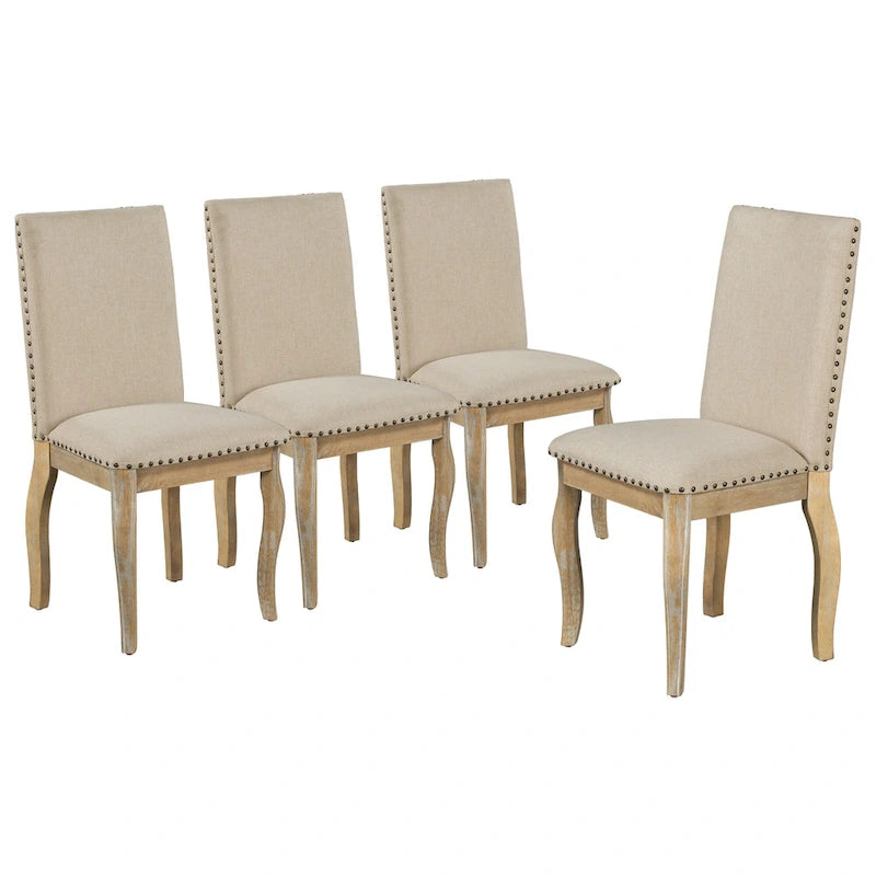 5 Piece Dining Table Set, Wooden Round Kitchen Dining Table Set with Extendable Dining Table and 4 Upholstered Dining Chairs