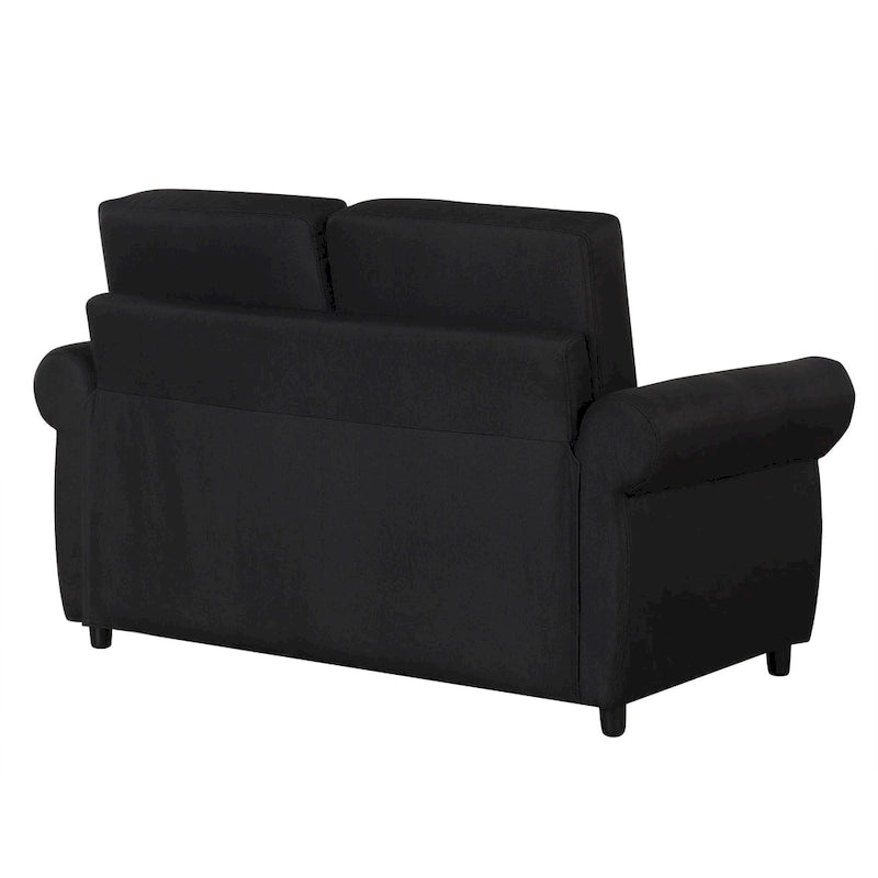 Roomfitters 57.9 Pull-Out Sleeper Sofa Loveseat with Twin Size Memory Foam Mattress, Two USB Charging Ports