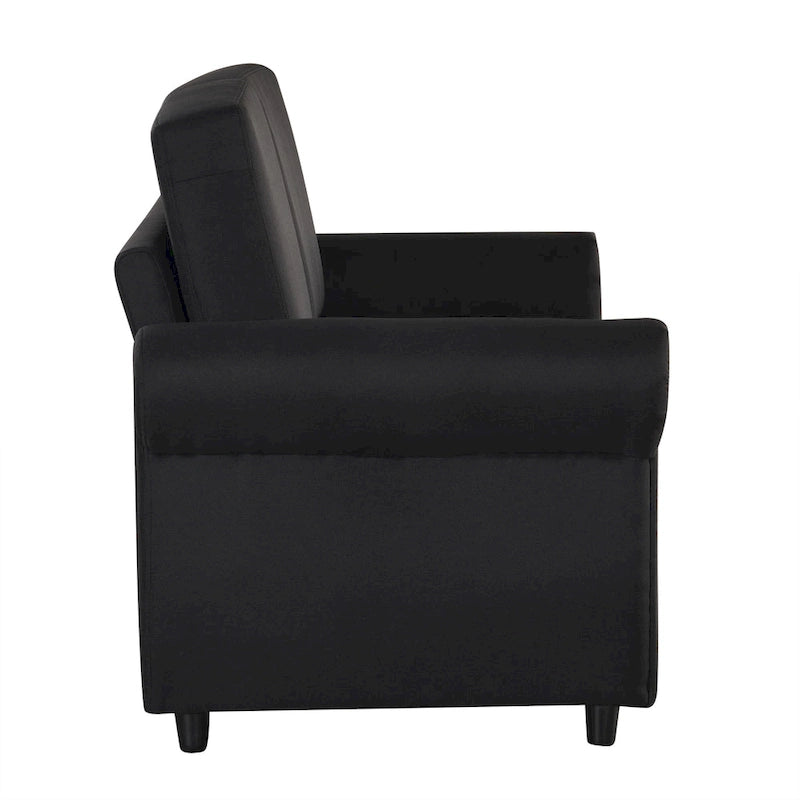 Roomfitters 57.9 Pull-Out Sleeper Sofa Loveseat with Twin Size Memory Foam Mattress, Two USB Charging Ports