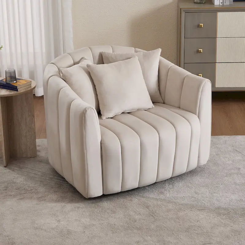 40.4W Modern Swivel Accent Chair,Swivel Single Sofa Chair with Ottoman