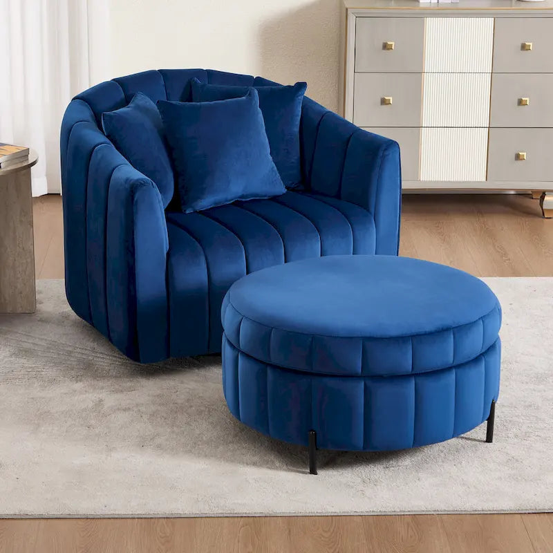 40.4W Modern Swivel Accent Chair,Swivel Single Sofa Chair with Ottoman