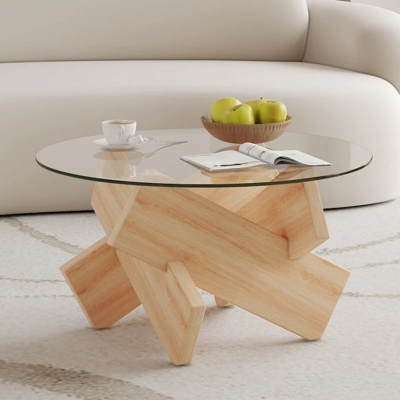 33.4 Modern Round Tempered Glass Table