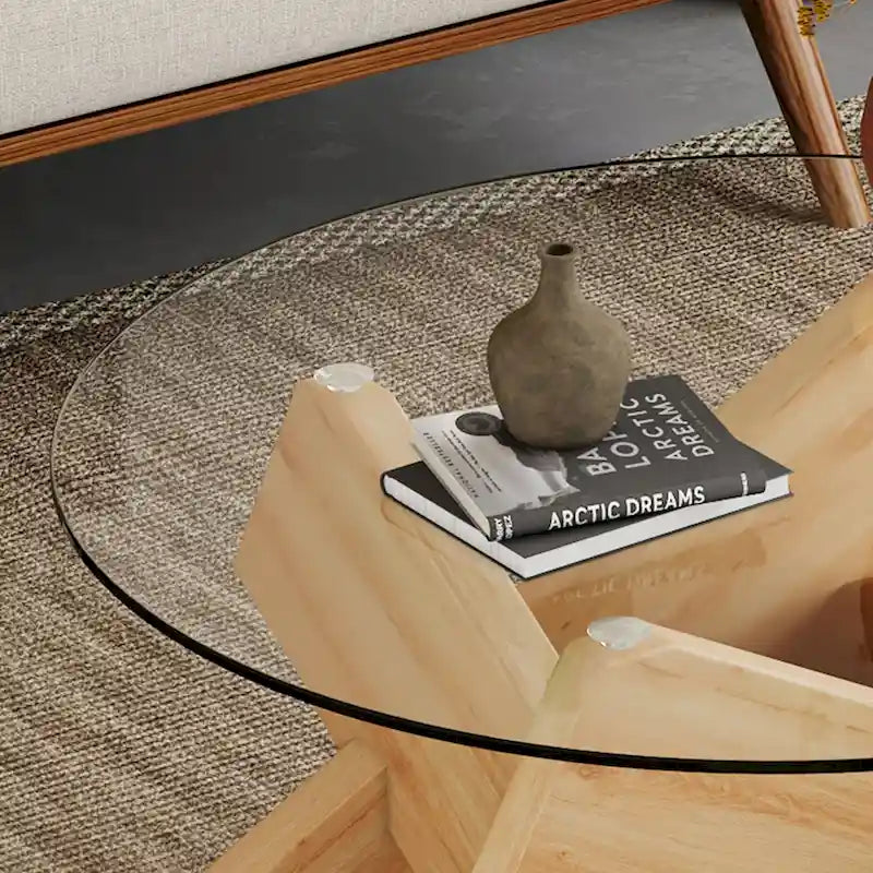 33.4 Modern Round Tempered Glass Table