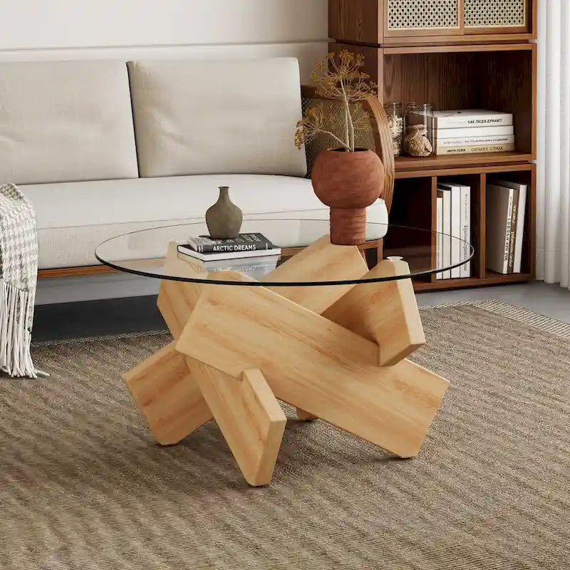 33.4 Modern Round Tempered Glass Table