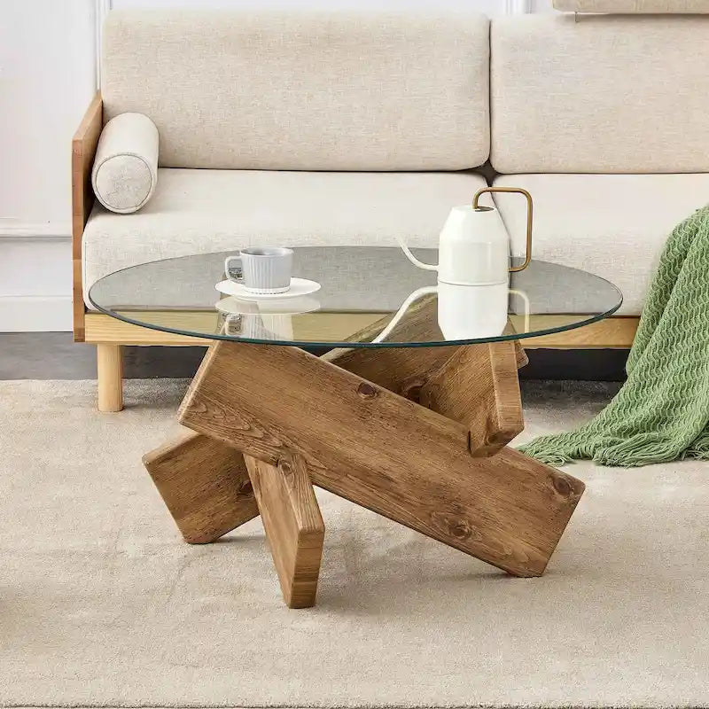 33.4 Modern Round Tempered Glass Table