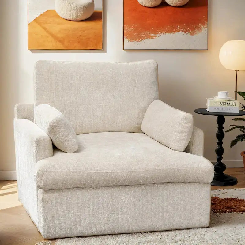Chenille Oversized 41.5 Wide Down Fill Sofa Lounge Chair and A Half