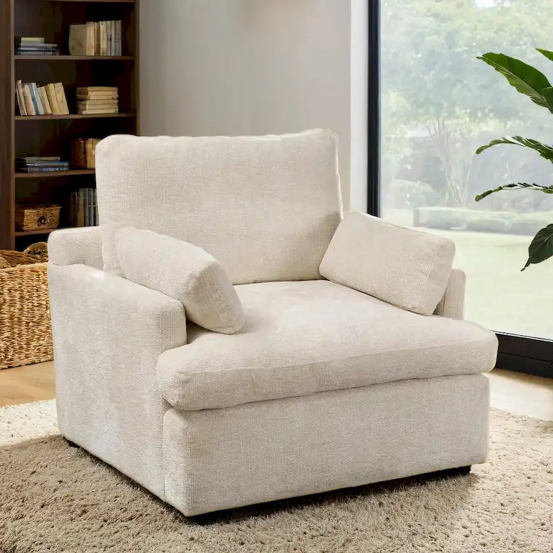Chenille Oversized 41.5 Wide Down Fill Sofa Lounge Chair and A Half