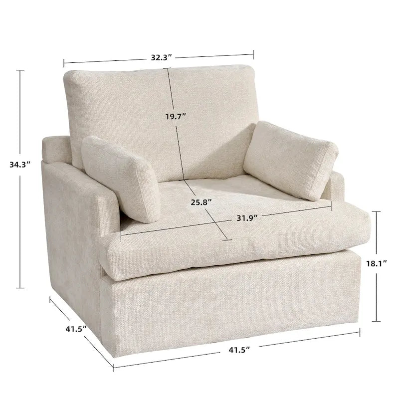 Chenille Oversized 41.5 Wide Down Fill Sofa Lounge Chair and A Half