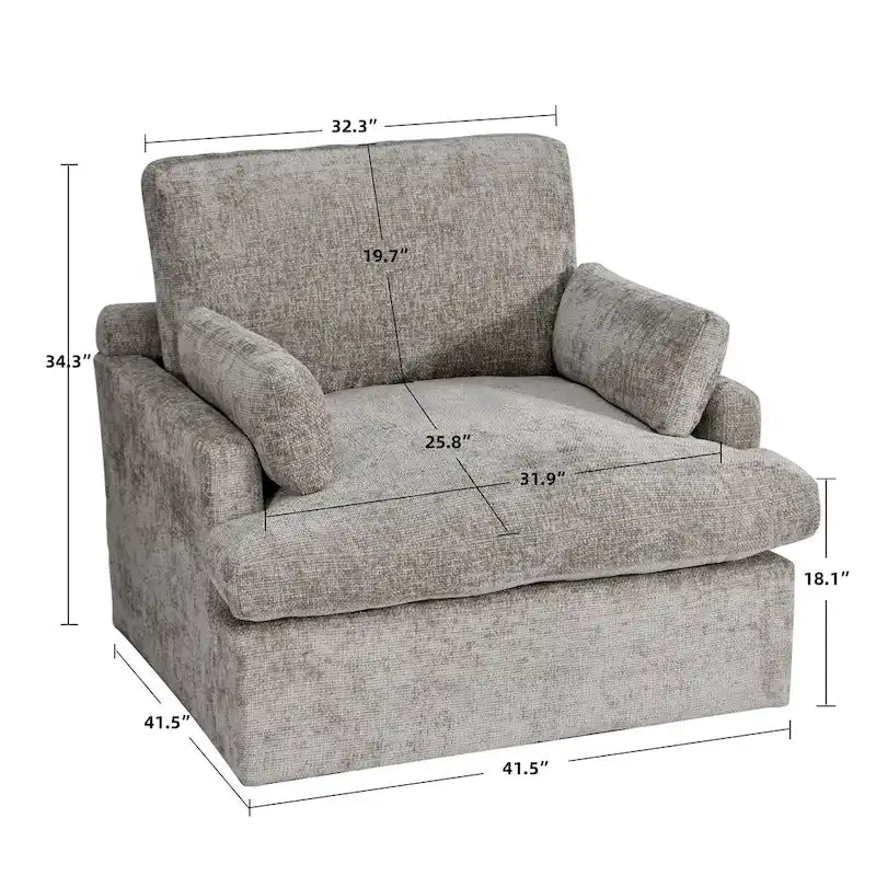 Chenille Oversized 41.5 Wide Down Fill Sofa Lounge Chair and A Half