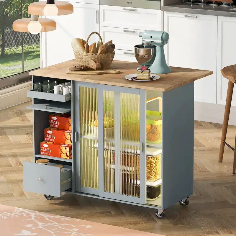 Kitchen Island With Drop Leaf(no include stool)