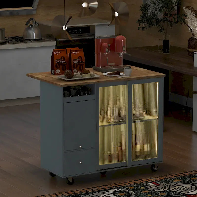 Kitchen Island With Drop Leaf(no include stool)