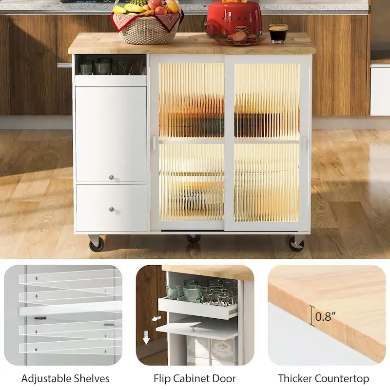 Kitchen Island With Drop Leaf(no include stool)