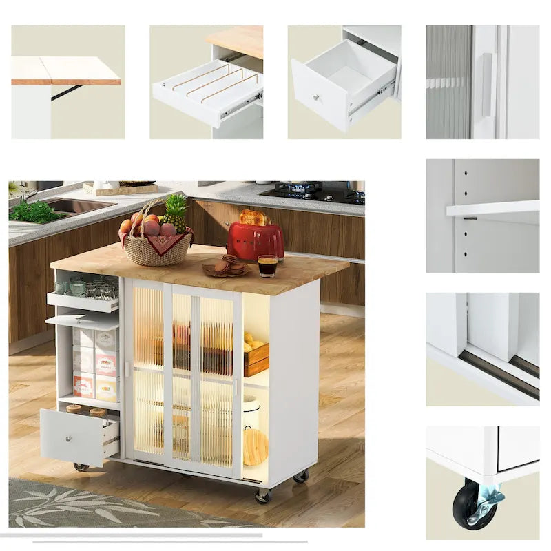 Kitchen Island With Drop Leaf(no include stool)