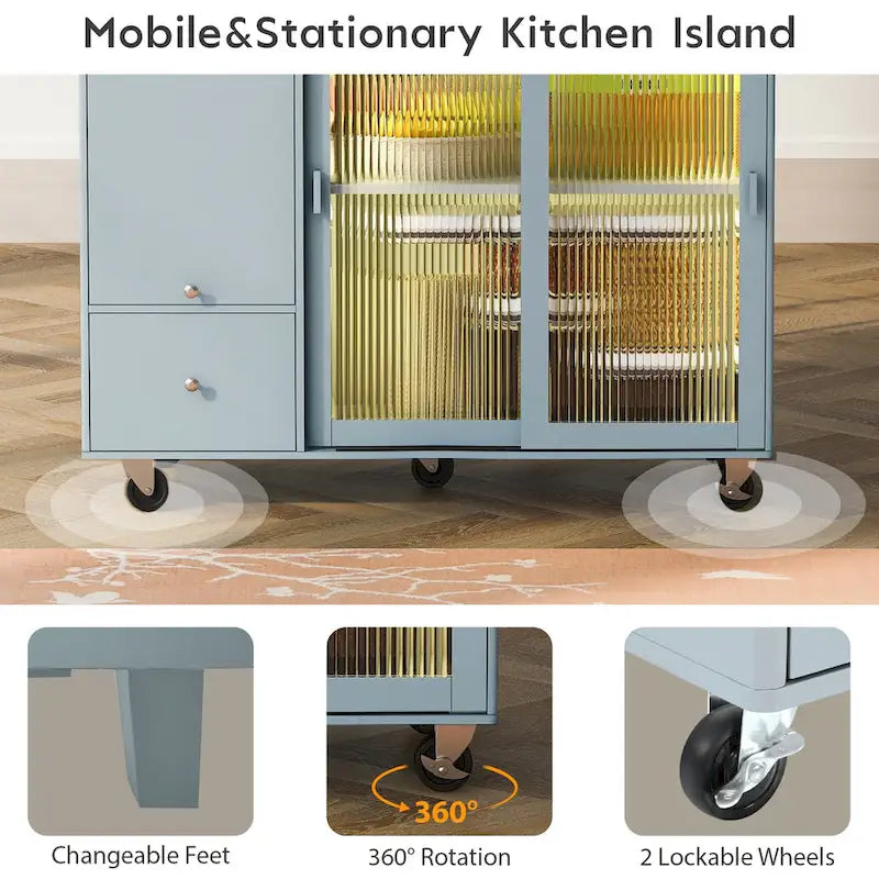 Kitchen Island With Drop Leaf(no include stool)