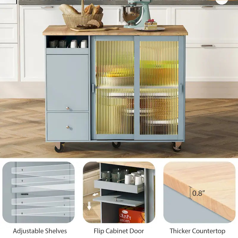 Kitchen Island With Drop Leaf(no include stool)