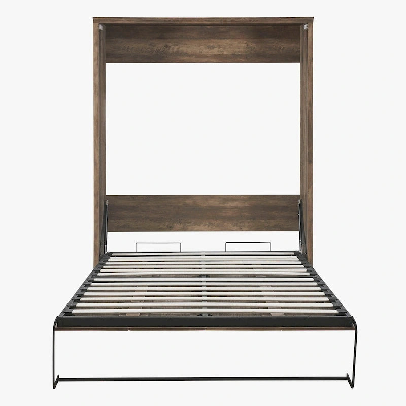Space-Saving Modern Murphy Bed with Dual Piston Lift - Foldable Platform Bed Convertible Hidden Cabinet Design Cube Cabinet Bed