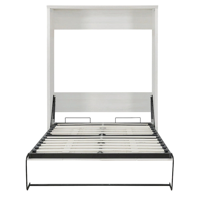 Space-Saving Modern Murphy Bed with Dual Piston Lift - Foldable Platform Bed Convertible Hidden Cabinet Design Cube Cabinet Bed