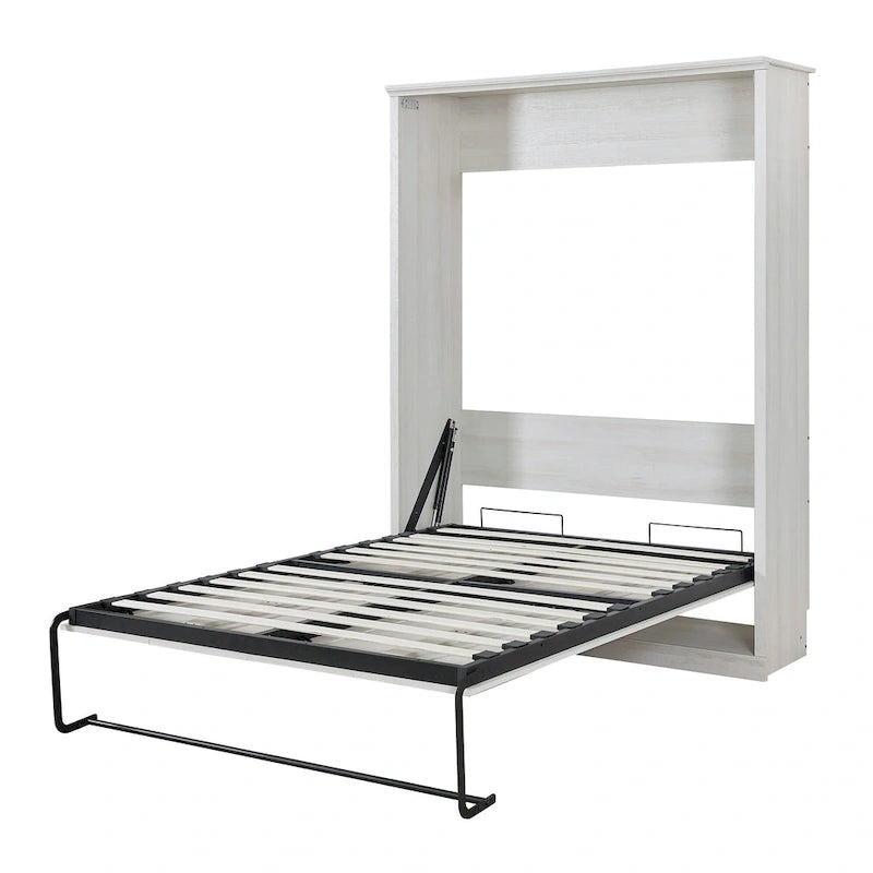 Space-Saving Modern Murphy Bed with Dual Piston Lift - Foldable Platform Bed Convertible Hidden Cabinet Design Cube Cabinet Bed