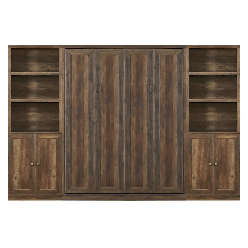 Space-Saving Modern Murphy Bed with Dual Piston Lift - Foldable Platform Bed Convertible Hidden Cabinet Design Cube Cabinet Bed