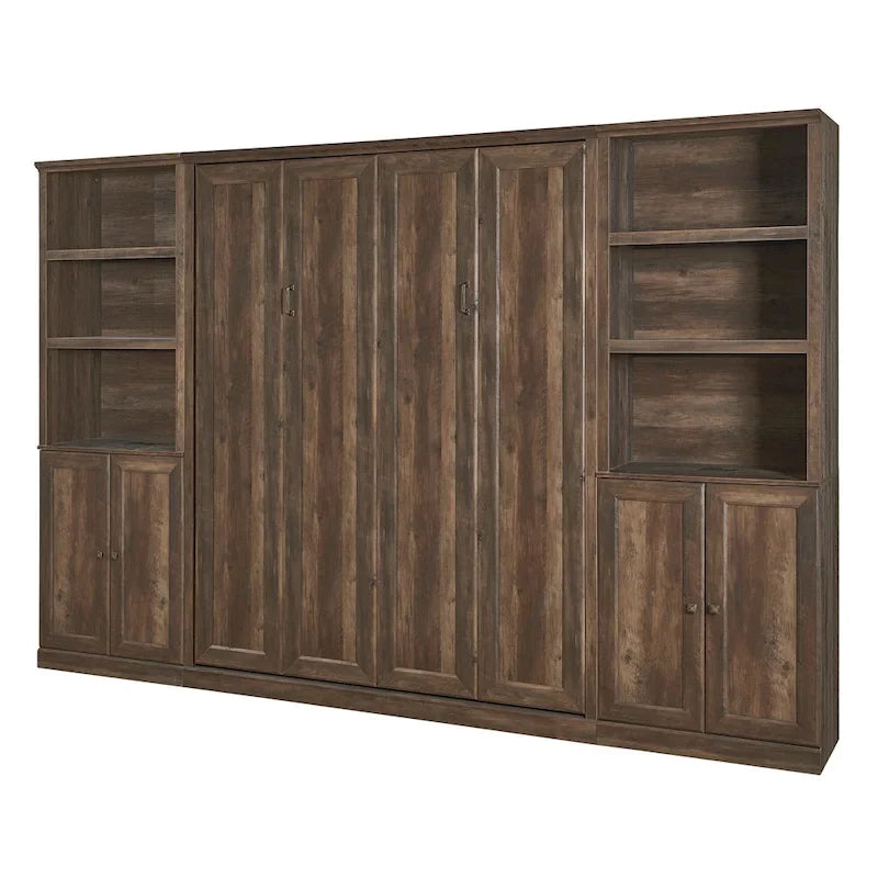 Space-Saving Modern Murphy Bed with Dual Piston Lift - Foldable Platform Bed Convertible Hidden Cabinet Design Cube Cabinet Bed