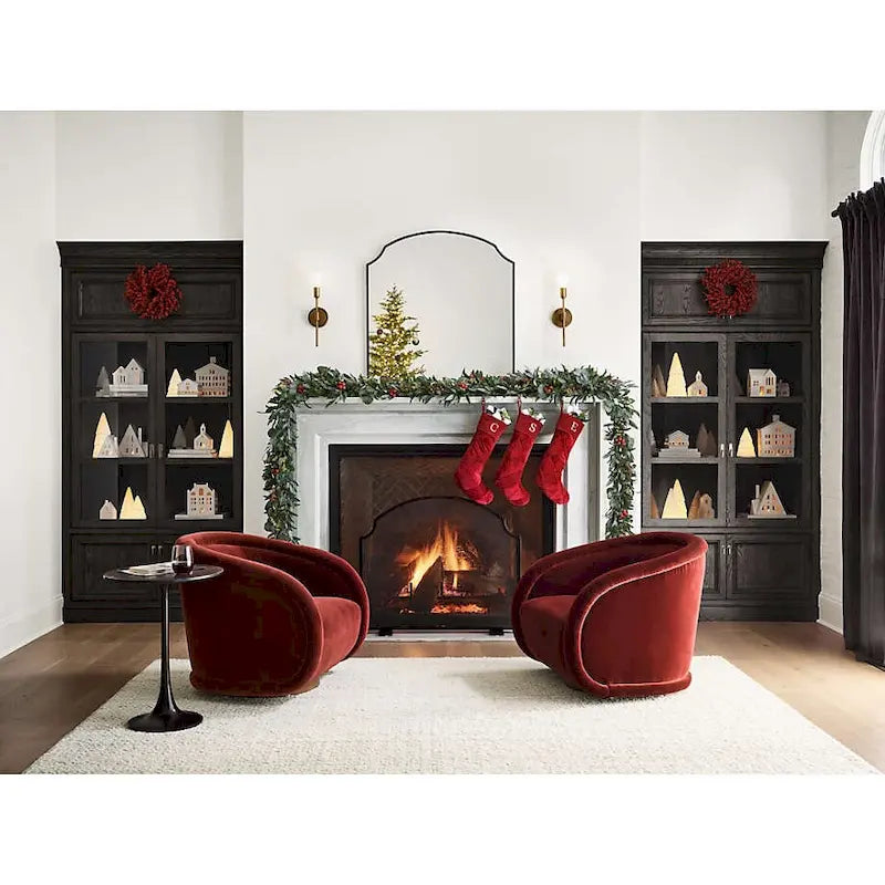 Swivel Accent Chair, 360-degree Swivel Barrel Chair with Velvet Fabric Upholstery, Comfy Pumpkin-Shaped Swivel Chair