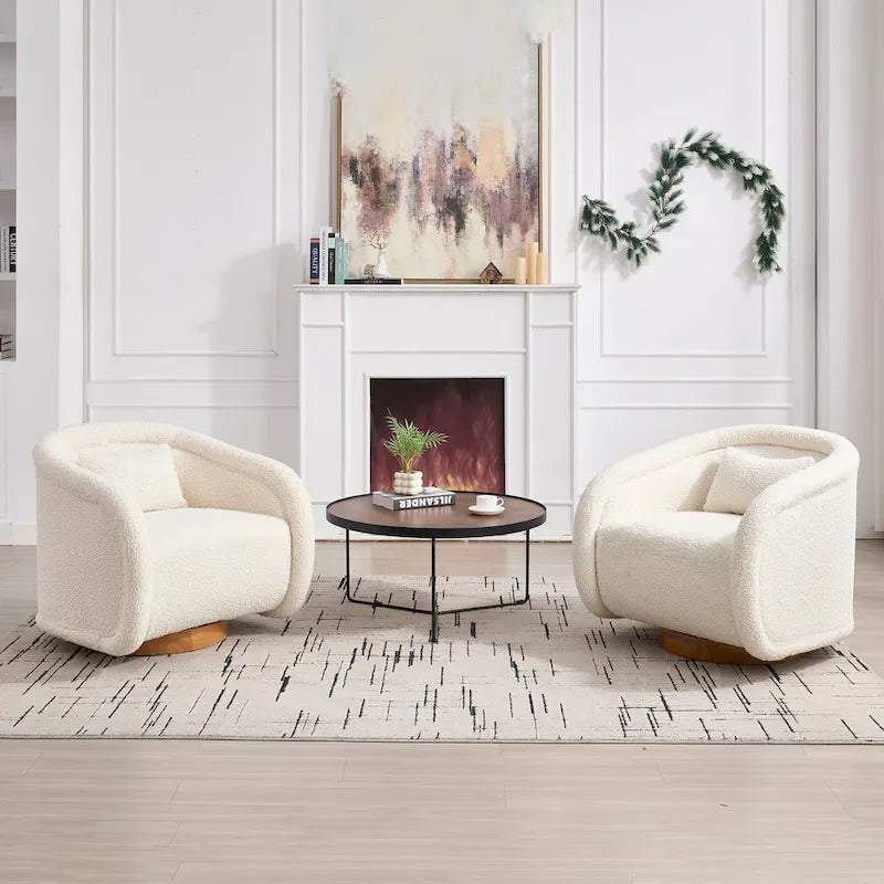 Swivel Accent Chair, 360-degree Swivel Barrel Chair with Velvet Fabric Upholstery, Comfy Pumpkin-Shaped Swivel Chair
