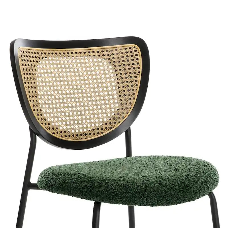 Fabric Upholstered Rattan Dining Chairs Set of 2/4 - 31.9H x 18.7W x 21.5D