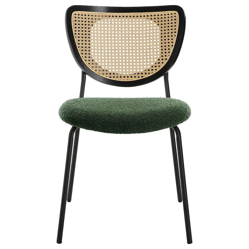Fabric Upholstered Rattan Dining Chairs Set of 2/4 - 31.9H x 18.7W x 21.5D