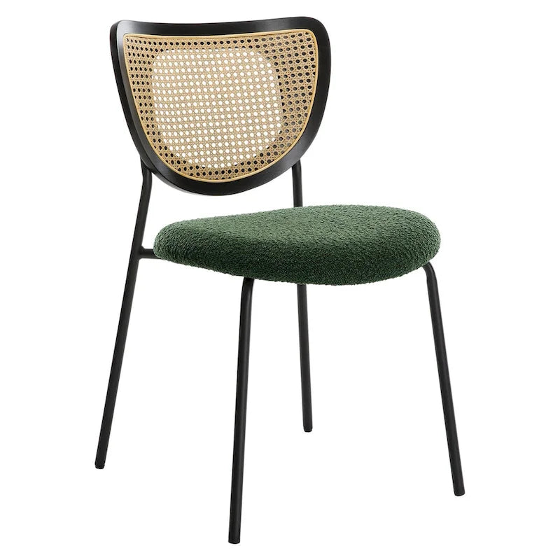 Fabric Upholstered Rattan Dining Chairs Set of 2/4 - 31.9H x 18.7W x 21.5D