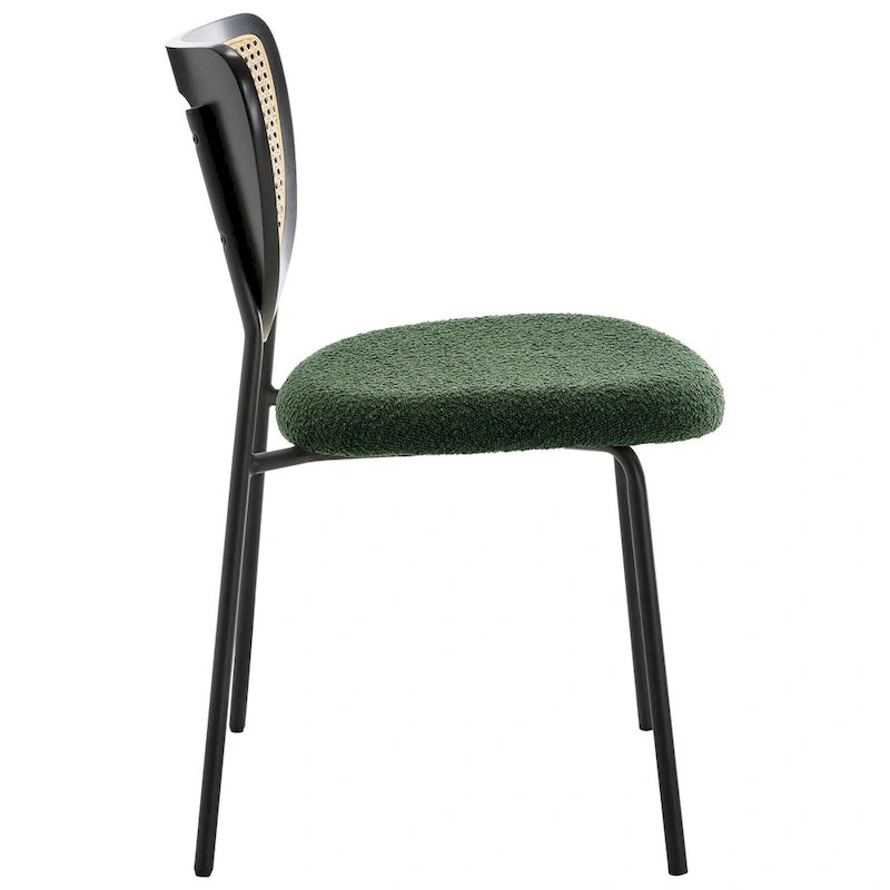 Fabric Upholstered Rattan Dining Chairs Set of 2/4 - 31.9H x 18.7W x 21.5D