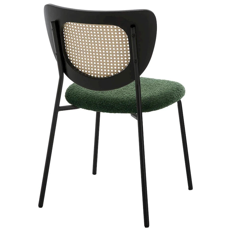Fabric Upholstered Rattan Dining Chairs Set of 2/4 - 31.9H x 18.7W x 21.5D