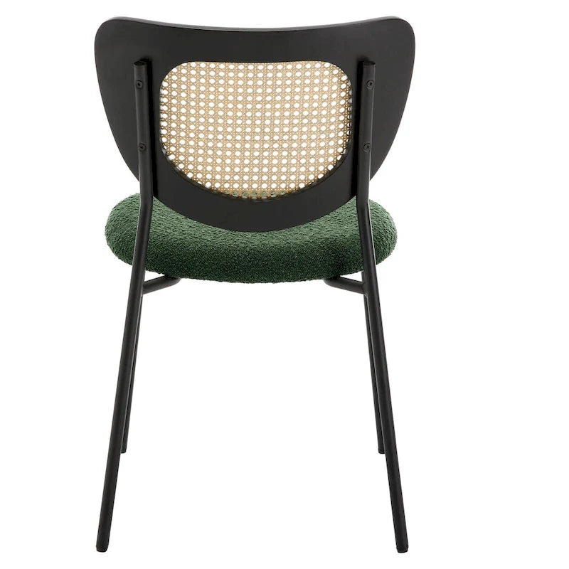 Fabric Upholstered Rattan Dining Chairs Set of 2/4 - 31.9H x 18.7W x 21.5D