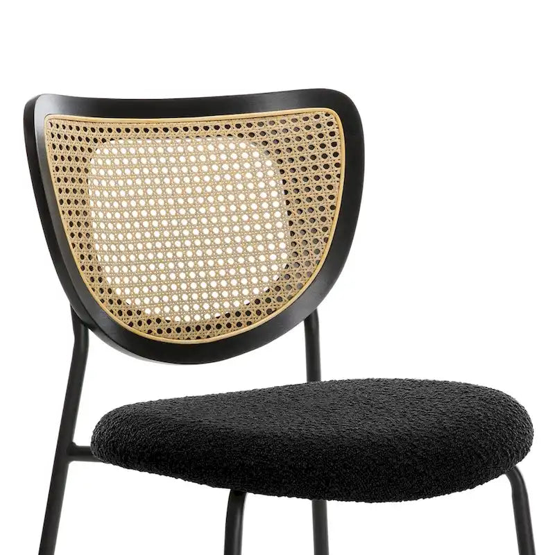 Fabric Upholstered Rattan Dining Chairs Set of 2/4 - 31.9H x 18.7W x 21.5D