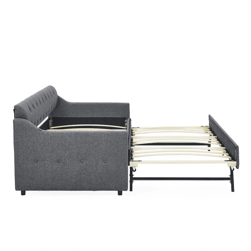Twin Size Upholstery Daybed with Erectable Trundle and USB