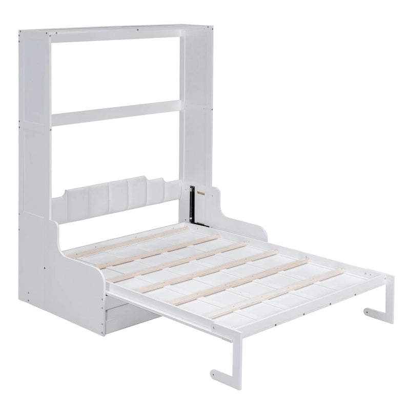 White Modern Queen Murphy Bed with Cushion
