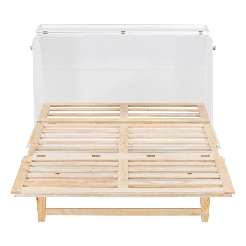 White Queen Size Modern Style Murphy Bed with Versatile Storage Large Drawers for Bedroom