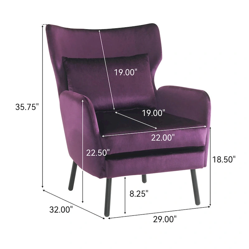 32 Wing Back Velvet Accent Chair