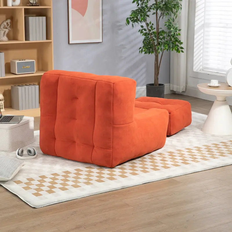 Modern 38.5 Velvet Upholstered Accent Chair with Memory Foam and Ottoman for Living Room