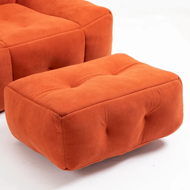 Modern 38.5 Velvet Upholstered Accent Chair with Memory Foam and Ottoman for Living Room